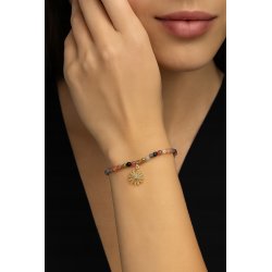 Bransoletka damska z naturalnych kamieni kolorowy turmalin srebro pozłacane