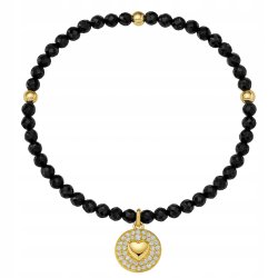 Srebrna bransoletka damska ochronna czarny turmalin srebro 925 pozłacane