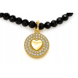 Srebrna bransoletka damska ochronna czarny turmalin srebro 925 pozłacane