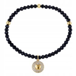 Srebrna bransoletka damska ochronna czarny turmalin srebro 925 pozłacane