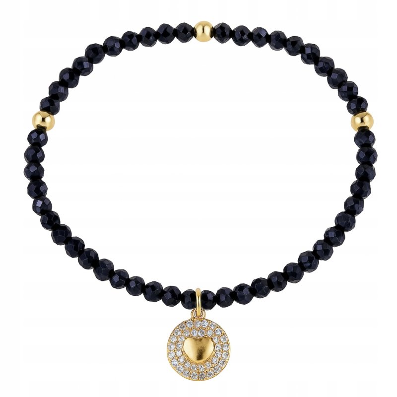 Srebrna bransoletka damska ochronna czarny turmalin srebro 925 pozłacane