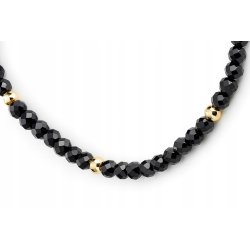 Srebrna bransoletka damska ochronna czarny turmalin srebro 925 pozłacane