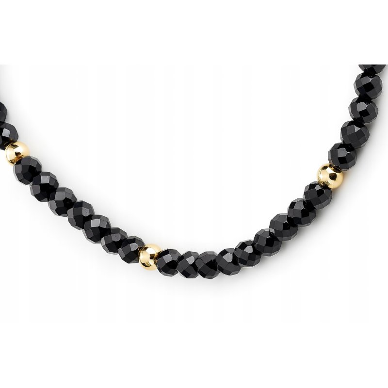 Srebrna bransoletka damska ochronna czarny turmalin srebro 925 pozłacane