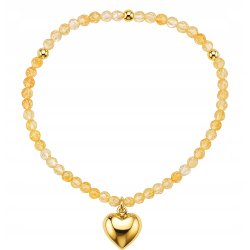 Srebrna bransoletka damska z naturalnym cytrynem srebro pozłacane serce