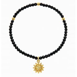 Srebrna bransoletka damska czarny turmalin słońce srebro 925 pozłacane