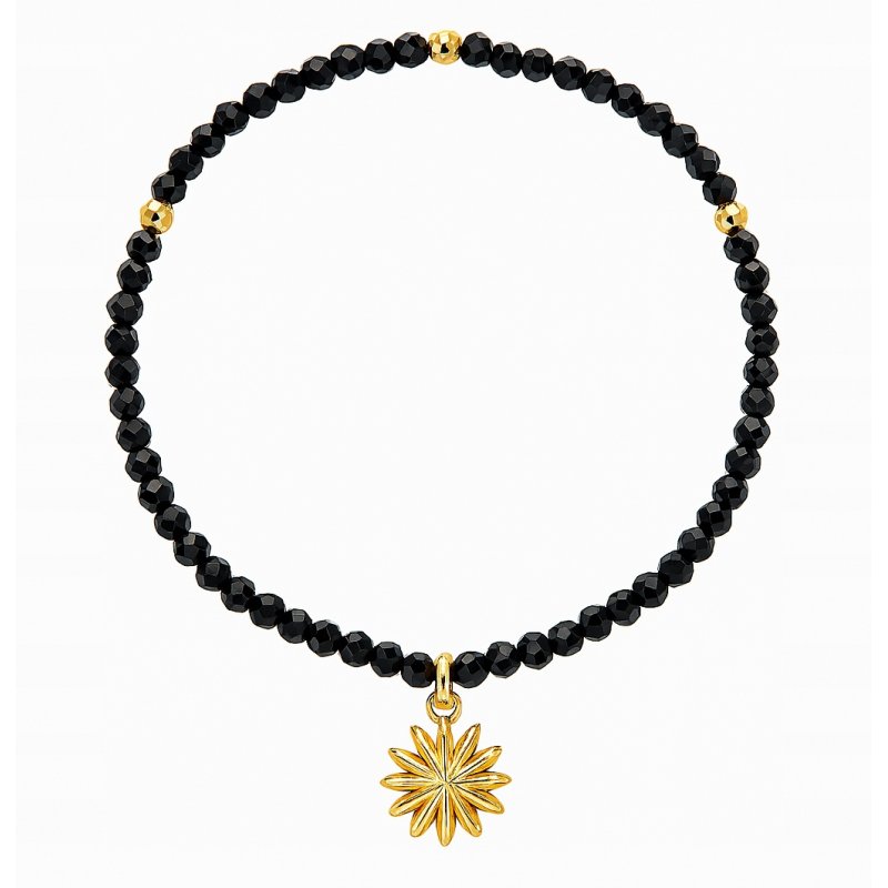 Srebrna bransoletka damska czarny turmalin słońce srebro 925 pozłacane