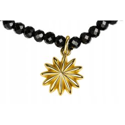 Srebrna bransoletka damska czarny turmalin słońce srebro 925 pozłacane