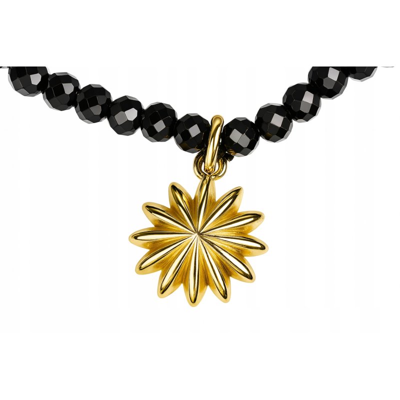 Srebrna bransoletka damska czarny turmalin słońce srebro 925 pozłacane