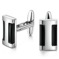 Spinki do mankietów srebrne czarne stal szlachetna 316l