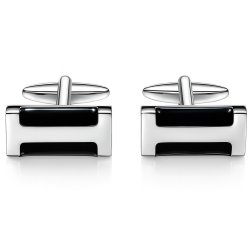 Spinki do mankietów srebrne czarne stal szlachetna 316l