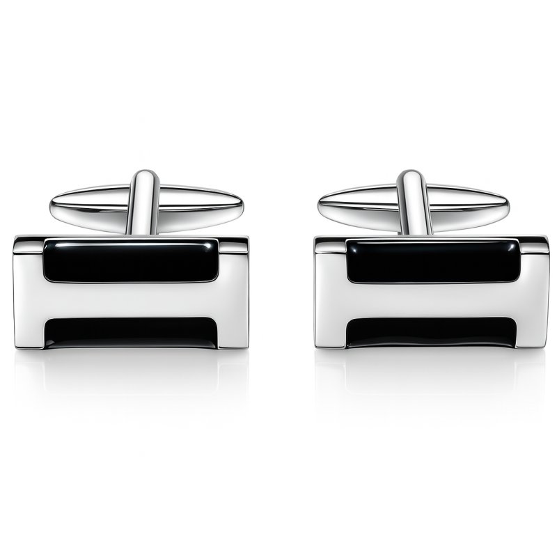 Spinki do mankietów srebrne czarne stal szlachetna 316l