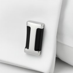 Spinki do mankietów srebrne czarne stal szlachetna 316l