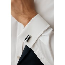 Spinki do mankietów srebrne czarne stal szlachetna 316l