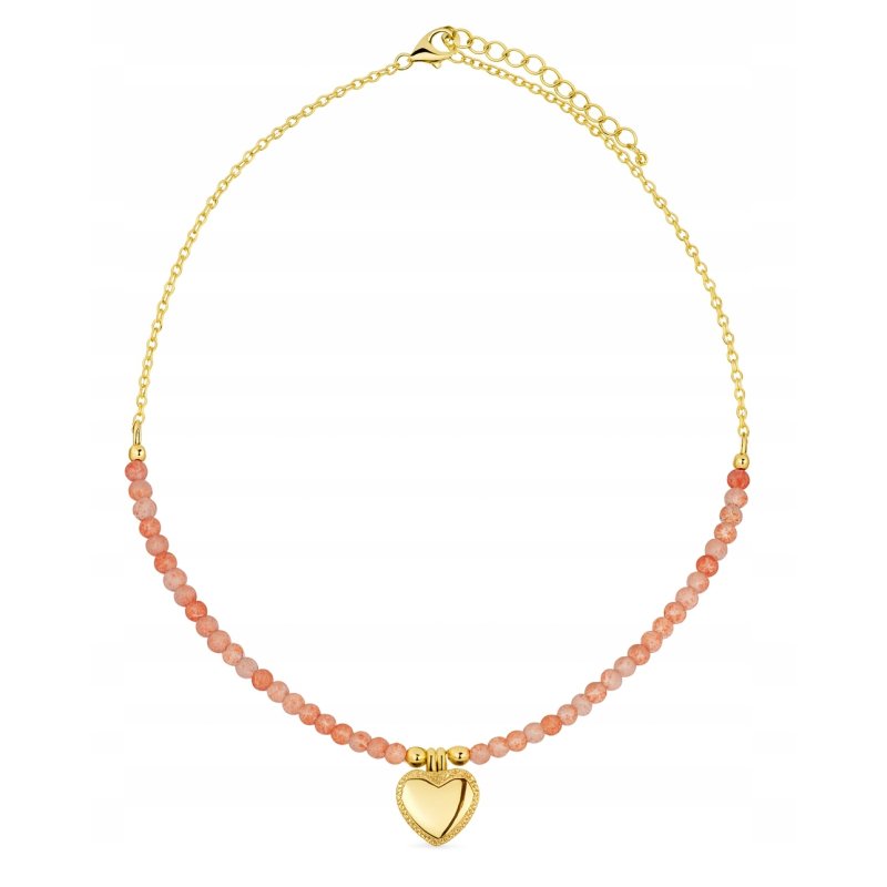 Naszyjnik damski turmalin srebrny pozłacany serce