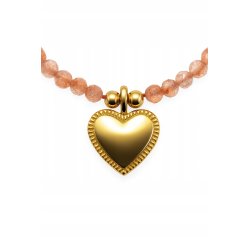 Naszyjnik damski turmalin srebrny pozłacany serce