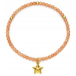 Srebrna bransoletka damska różowy turmalin srebro 925 pozłacane gwiazdka