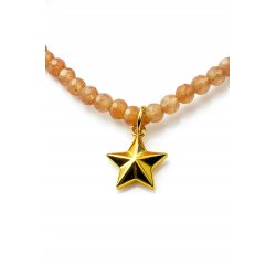 Srebrna bransoletka damska różowy turmalin srebro 925 pozłacane gwiazdka