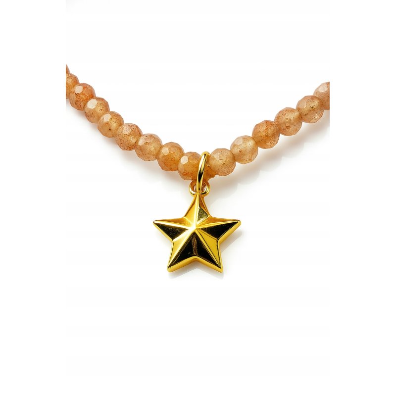 Srebrna bransoletka damska różowy turmalin srebro 925 pozłacane gwiazdka