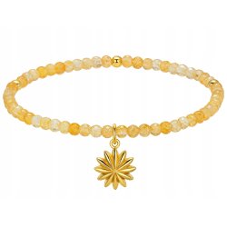 Srebrna bransoletka damska z naturalnym cytrynem srebro pozłacane gwiazda
