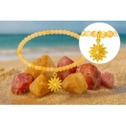 Srebrna bransoletka damska z naturalnym cytrynem srebro pozłacane gwiazda