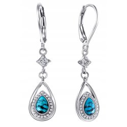 Kolczyki srebrne z turkusem długie wiszące dla kobiety srebro próba 925