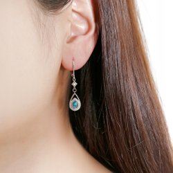Kolczyki srebrne z turkusem długie wiszące dla kobiety srebro próba 925