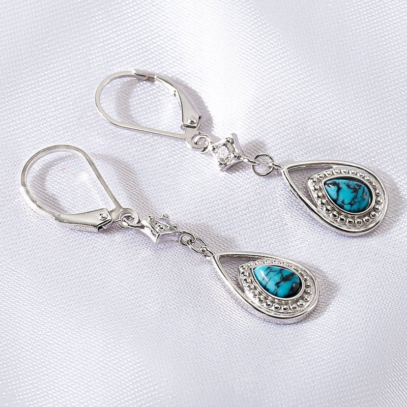 Kolczyki srebrne z turkusem długie wiszące dla kobiety srebro próba 925