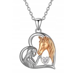 Naszyjnik srebrny łańcuszek damski z zawieszka koń konik serce srebro
