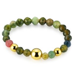 Srebrny pierścionek turmalin srebro 925 pozłacane na szczęscie