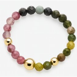 Srebrny pierścionek turmalin srebro 925 pozłacane na szczęscie