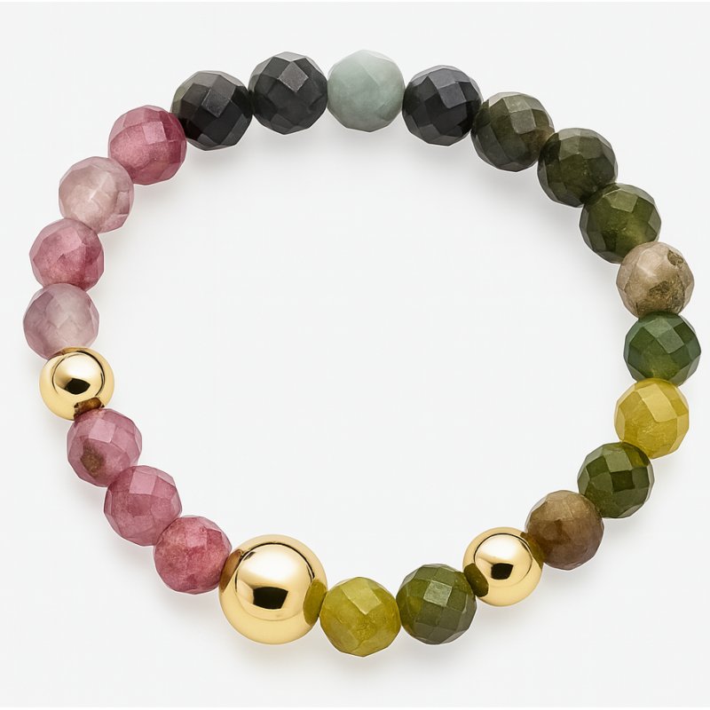 Srebrny pierścionek turmalin srebro 925 pozłacane na szczęscie