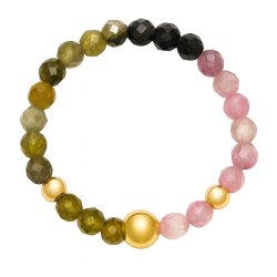 Srebrny pierścionek turmalin srebro 925 pozłacane na szczęscie