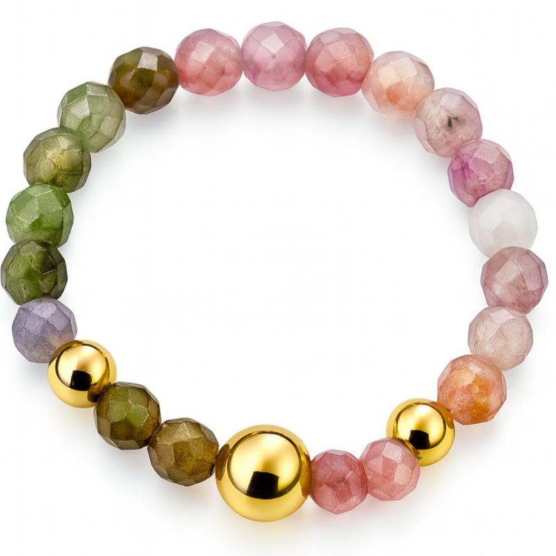 Srebrny pierścionek turmalin srebro 925 pozłacane na szczęscie