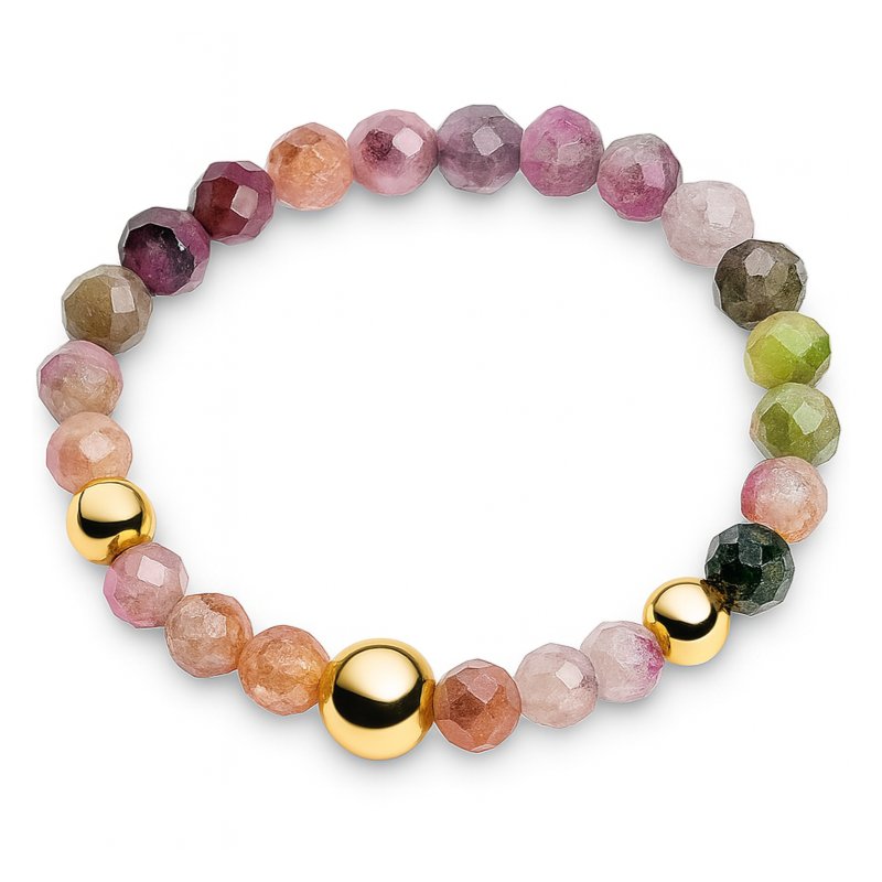 Srebrny pierścionek turmalin srebro 925 pozłacane na szczęscie