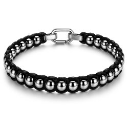 Czarna bransoleta męska stal chirurgiczna szlachetna 316l sznurowana