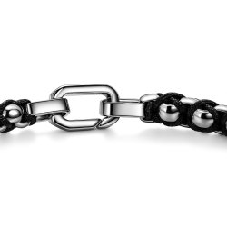 Czarna bransoleta męska stal chirurgiczna szlachetna 316l sznurowana