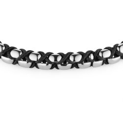 Czarna bransoleta męska stal chirurgiczna szlachetna 316l sznurowana