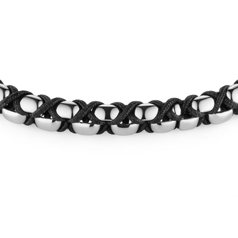 Czarna bransoleta męska stal chirurgiczna szlachetna 316l sznurowana