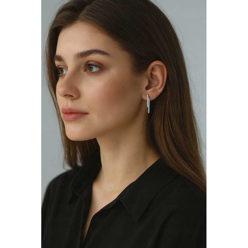 Kolczyki sztyfty srebrne rodowane srebro próba 925 dla kobiety eleganckie