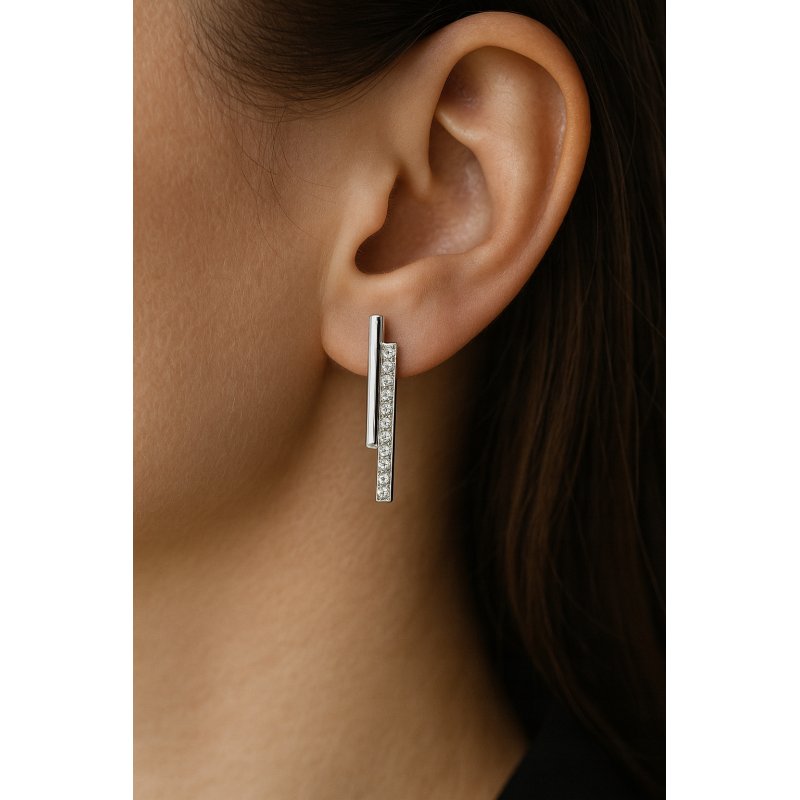 Kolczyki sztyfty srebrne rodowane srebro próba 925 dla kobiety eleganckie