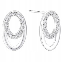 Srebrne kolczyki owale eleganckie z cyrkoniami sztyft srebro próba 925