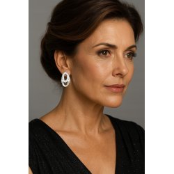 Srebrne kolczyki owale eleganckie z cyrkoniami sztyft srebro próba 925