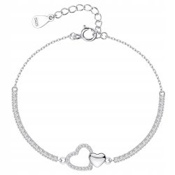 Srebrna bransoletka damska serca cyrkonie srebro próba 925