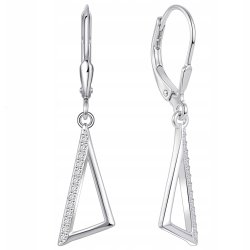 Srebrne kolczyki trójkąty z cyrkoniami angielskie srebro próba 925