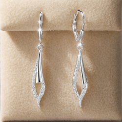 Srebrne kolczyki owale eleganckie z cyrkoniami sztyft srebro próba 925