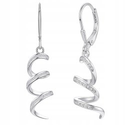 Srebrne kolczyki spirale z cyrkoniami angielskie srebro próba 925