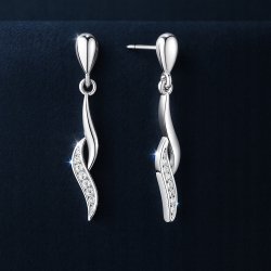 Srebrne kolczyki długie z cyrkoniami sztyfty srebro próba 925