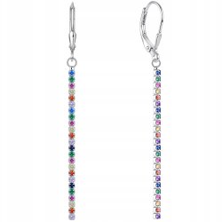 Srebrne kolczyki damskie wiszące kolorowe srebro próba 925