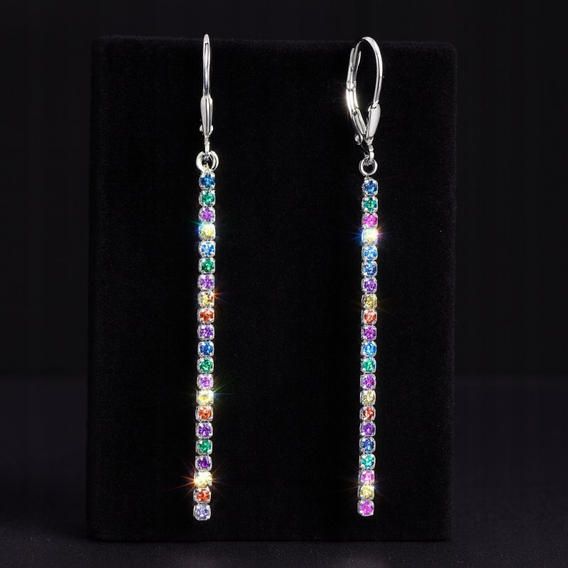 Srebrne kolczyki damskie wiszące kolorowe srebro próba 925