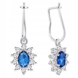 Srebrne kolczyki gwiazdki niebieskie cyrkonie rodowane srebro 925